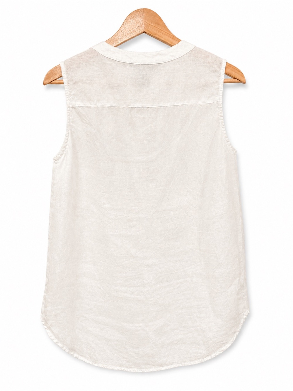 Ellen Tracy 100% Linen Sleeveless Popover Blouse | Off-White | Medium - Picture 3 of 8
